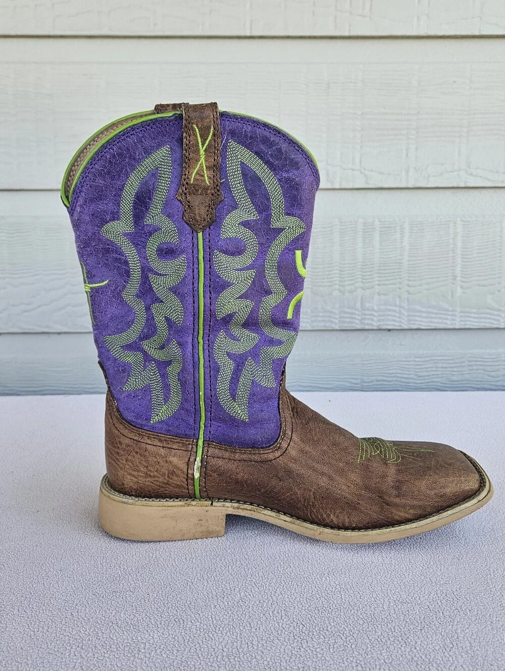 Twisted X Cowkid's Hooey Western Boot Youth SZ 4 Brown Purple Western Rodeo
